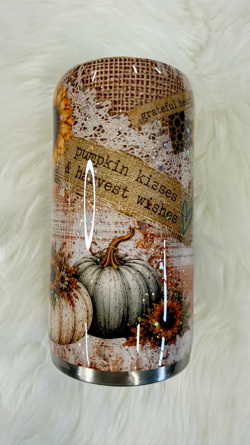 Pumpkin Kisses and Harvest Wishes Tumbler (16 oz)